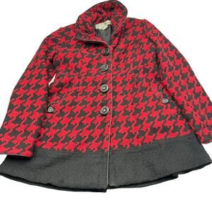 Jolt womens Medium black red wool blend coat jacket peacoat pockets buttons goth